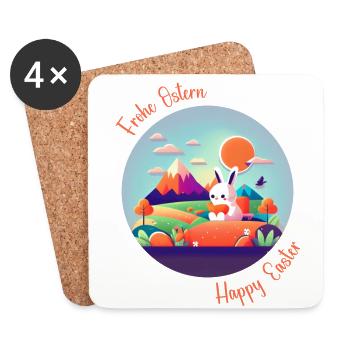 Frohe Ostern | Happy Easter | Illustration - Untersetzer (4er-Set) - Weiß - Vorne