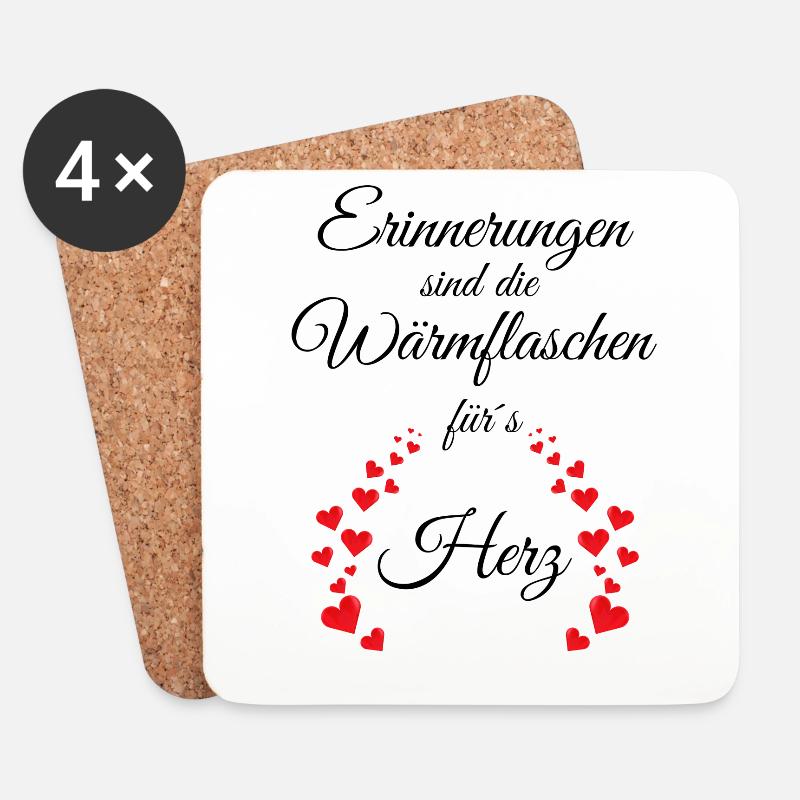 Erinnerungen sind die Wärmflaschen für´s Herz - Untersetzer (4er-Set) - Weiß