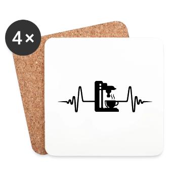 Symbole d’impulsion de machine à café - Dessous de verre (lot de 4) - blanc - Devant