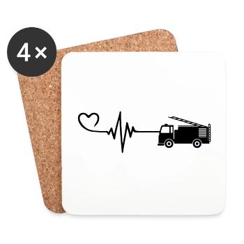 Pompier Pulse Heart Love - Dessous de verre (lot de 4) - blanc - Devant