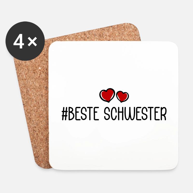 Beste Schwester Herzen Liebe - Untersetzer (4er-Set) - Weiß