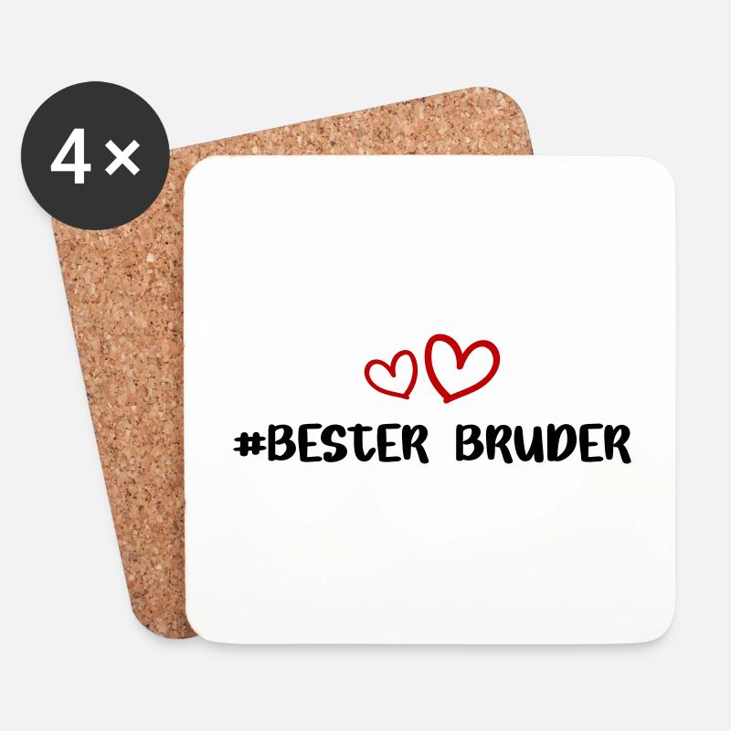 Bester Bruder Herz Liebe - Untersetzer (4er-Set) - Weiß