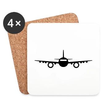 Icône d’avion - Dessous de verre (lot de 4) - blanc - Devant
