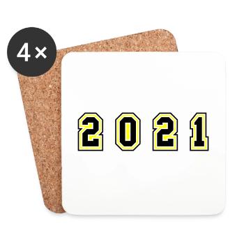 2021 Jahr Zahl - Untersetzer (4er-Set) - Weiß - Vorne