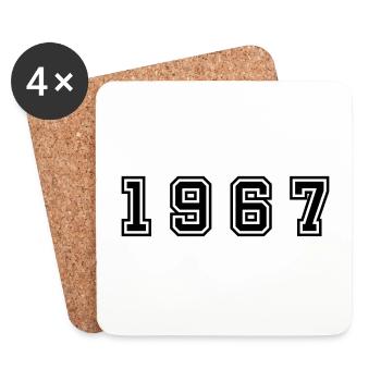 1967 numéro d'année - Dessous de verre (lot de 4) - blanc - Devant