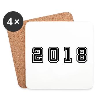 2018 Jahr Zahl - Untersetzer (4er-Set) - Weiß - Vorne