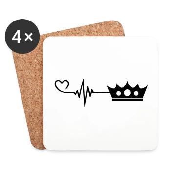 Crown Love Pulse Heart - Coasters (set of 4) - white - Front