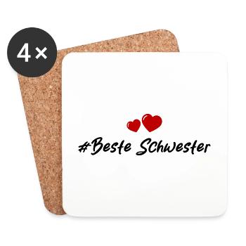 Beste Schwester Herzen Liebe - Untersetzer (4er-Set) - Weiß - Vorne