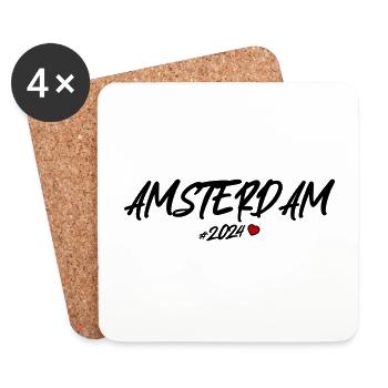 Amsterdam 2024 Herz - Untersetzer (4er-Set) - Weiß - Vorne