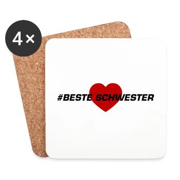 Beste Schwester Herz Liebe - Untersetzer (4er-Set) - Weiß - Vorne