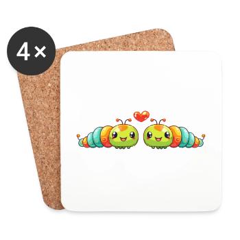 Worm Couple In Love Animal Valentine's Day - Coasters (set of 4) - white - Front