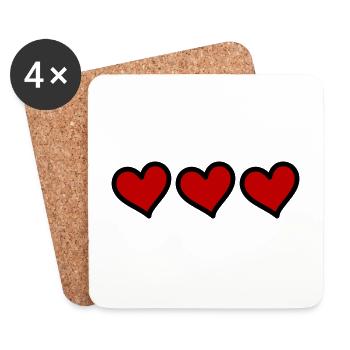 Herzen Symbole Liebe - Untersetzer (4er-Set) - Weiß - Vorne