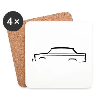 Car silhouette | Oldtimer | Trapezoid - Coasters (set of 4) - white - Front