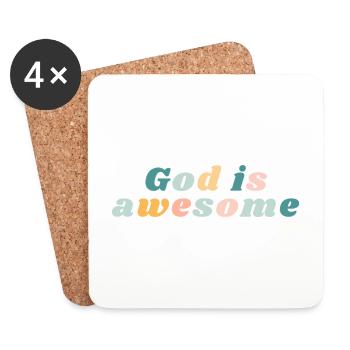 Dieu est génial - Happy Colorful Vibe Christian - Dessous de verre (lot de 4) - blanc - Devant