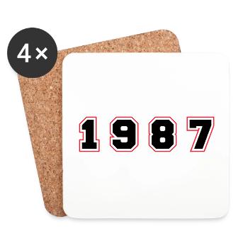 1987 Year Number - Coasters (set of 4) - white - Front
