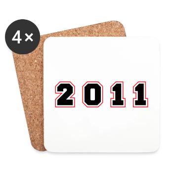 2011 Jahr Zahl - Untersetzer (4er-Set) - Weiß - Vorne