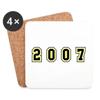 2007 Jahr Zahl - Untersetzer (4er-Set) - Weiß - Vorne