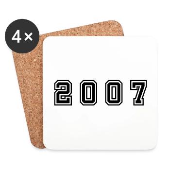 2007 Jahr Zahl - Untersetzer (4er-Set) - Weiß - Vorne
