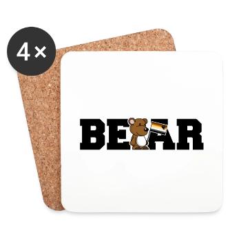 Bear LGBT Gay Pride Cartoon CSD Teddy - Untersetzer (4er-Set) - Weiß - Vorne