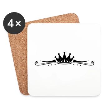 Ligne de symbole de couronne - Dessous de verre (lot de 4) - blanc - Devant