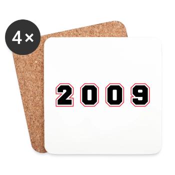 2009 Jahr Zahl - Untersetzer (4er-Set) - Weiß - Vorne