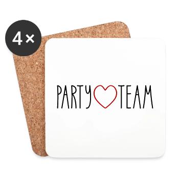 Party Team Herz - Untersetzer (4er-Set) - Weiß - Vorne