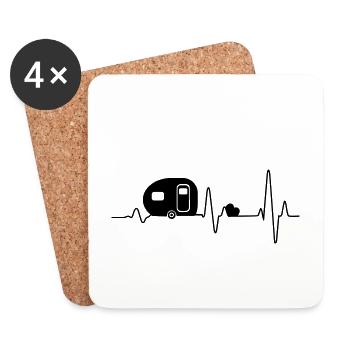 Camping Camper Urlaub Reise Wohnwagen Natur Zelt - Untersetzer (4er-Set) - Weiß - Vorne