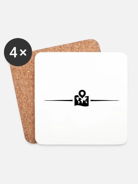 Weltkarte Linie symbol - Untersetzer (4er-Set) - Weiß