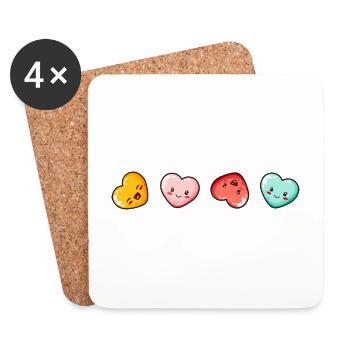 Hearts Love Comic Love - Coasters (set of 4) - white - Front