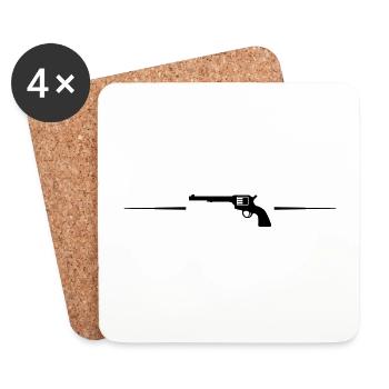 weapon pistol line - Coasters (set of 4) - white - Front