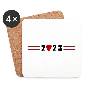 2023 Year Heart - Coasters (set of 4) - white - Front