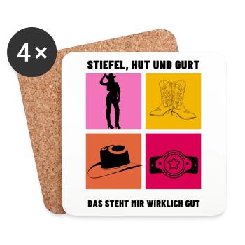 Typografie Cowboy & Linedancer - Untersetzer (4er-Set) - Weiß - Vorne