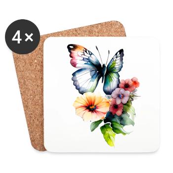 Colorfulotyl flottant parmi les fleurs - Dessous de verre (lot de 4) - blanc - Devant