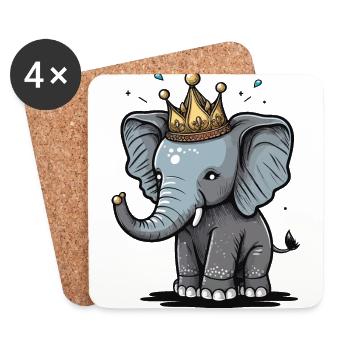 L’éléphant royal - Dessous de verre (lot de 4) - blanc - Devant