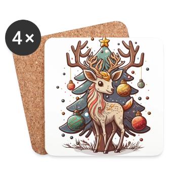Fêtes bien-aimées des cerfs - Dessous de verre (lot de 4) - blanc - Devant
