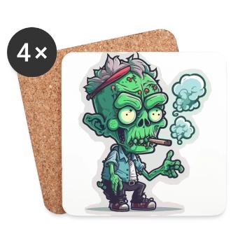Pause fumée zombie - Dessous de verre (lot de 4) - blanc - Devant
