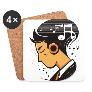 L’harmonie des sens : une personne immergée dans la musique - Dessous de verre (lot de 4) - blanc - Devant