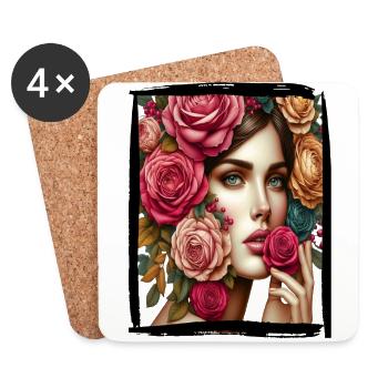 Boho Chic: Elegantes Design mit Floralkrone - Untersetzer (4er-Set) - Weiß - Vorne