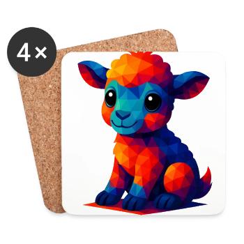 WPAP Polygon Kawaii Stil Baby Schaf Lamm - Untersetzer (4er-Set) - Weiß - Vorne