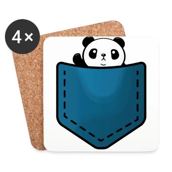 Panda in a pocket - Dessous de verre (lot de 4) - blanc - Devant