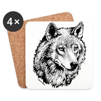 Wolf - Untersetzer (4er-Set) - Weiß - Vorne