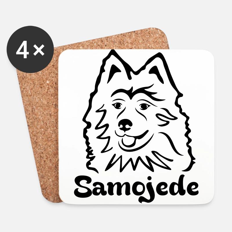 Samojede - Untersetzer (4er-Set) - Weiß