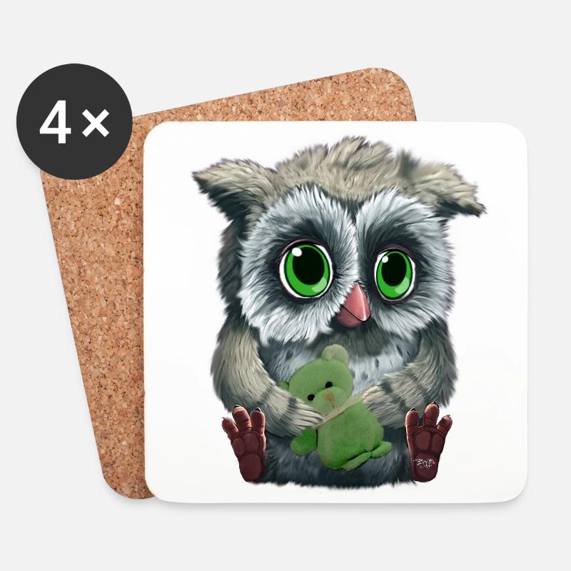 Owl - Untersetzer (4er-Set) - Weiß