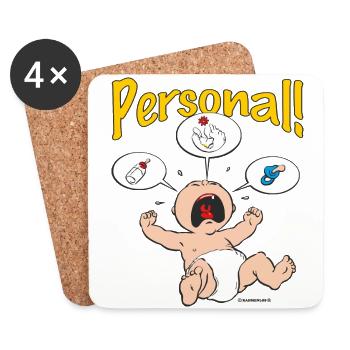 CD - wo bleibt mein Personal - Essen - Wickeln - - Untersetzer (4er-Set) - Weiß - Vorne