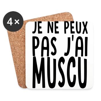 J'ai muscu - Dessous de verre (lot de 4) - blanc - Devant