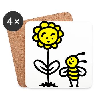 Bee Flower - Coasters (set of 4) - white - Front