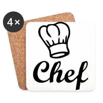 chef - Dessous de verre (lot de 4) - blanc - Devant