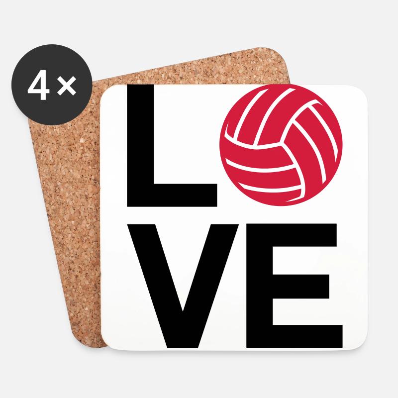 liebe, Volleyball - Untersetzer (4er-Set) - Weiß