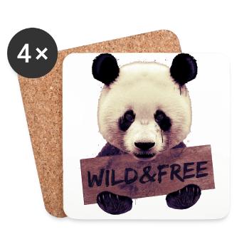 Wild and free Panda bear - Dessous de verre (lot de 4) - blanc - Devant