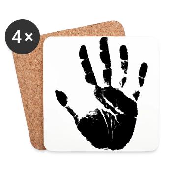 Main handprint empreintes digitales Stencil - Dessous de verre (lot de 4) - blanc - Devant